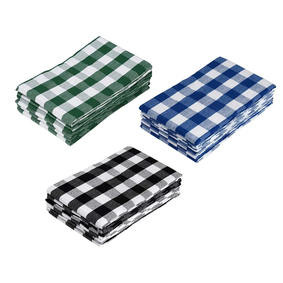 6PCS Checkered Kitchen Towels Dishwashing Cloths Cleaning Cloth Set for Home Use - Blue