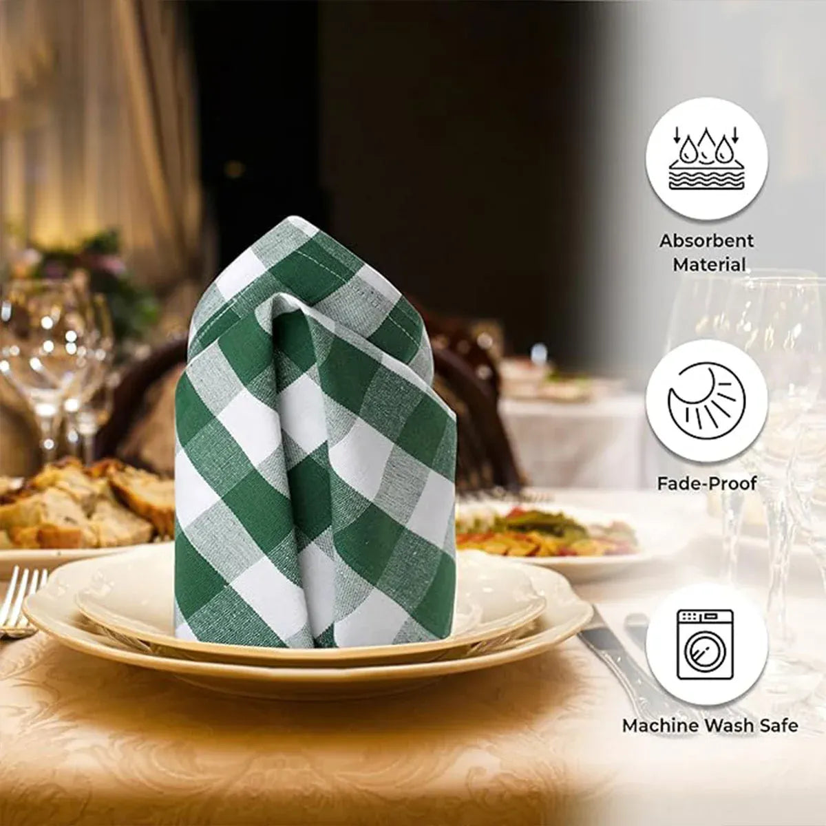 6PCS Checkered Kitchen Towels Dishwashing Cloths Cleaning Cloth Set for Home Use - Blue