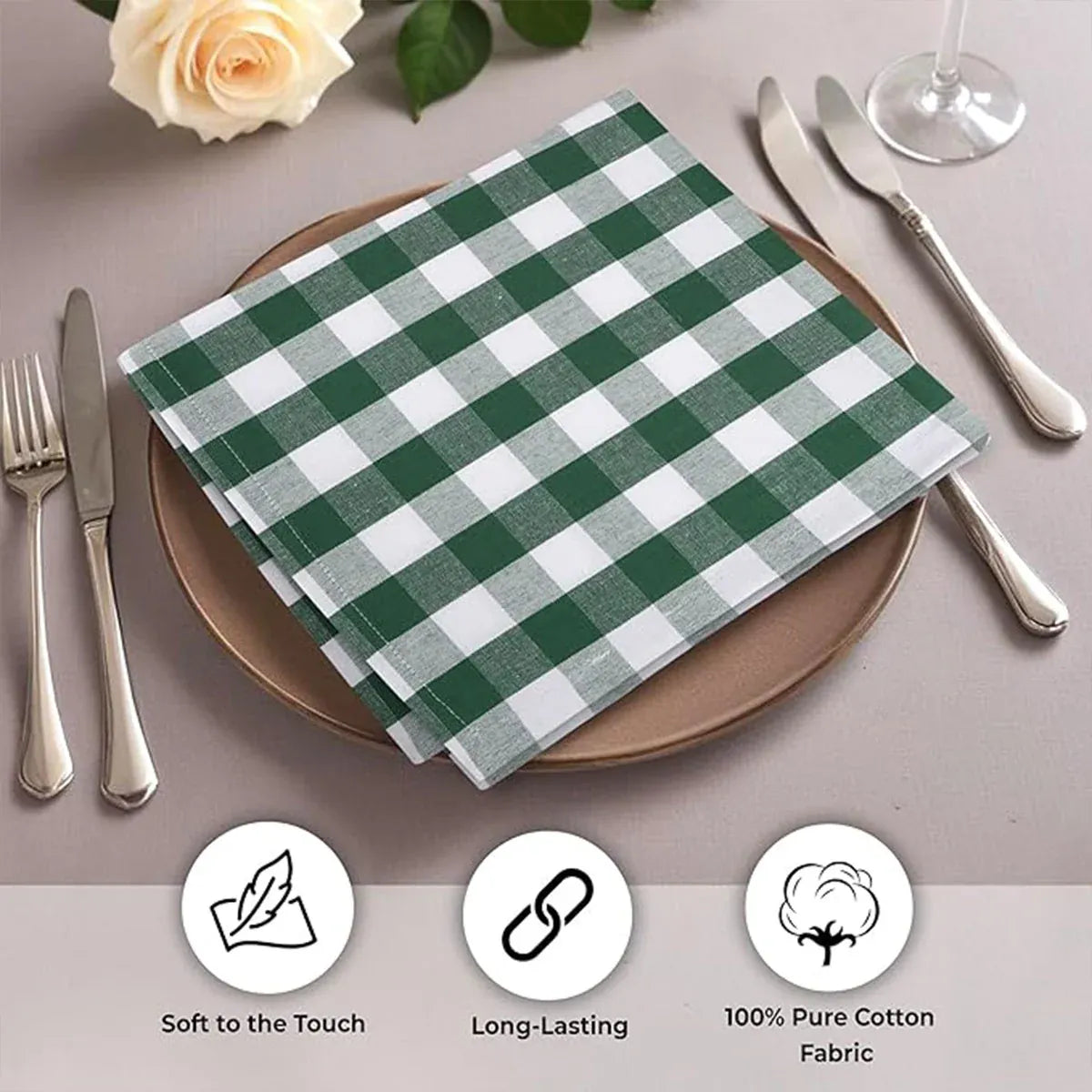 6PCS Checkered Kitchen Towels Dishwashing Cloths Cleaning Cloth Set for Home Use - Blue