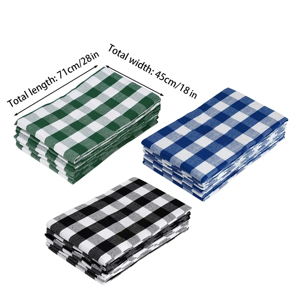 6PCS Checkered Kitchen Towels Dishwashing Cloths Cleaning Cloth Set for Home Use - Green
