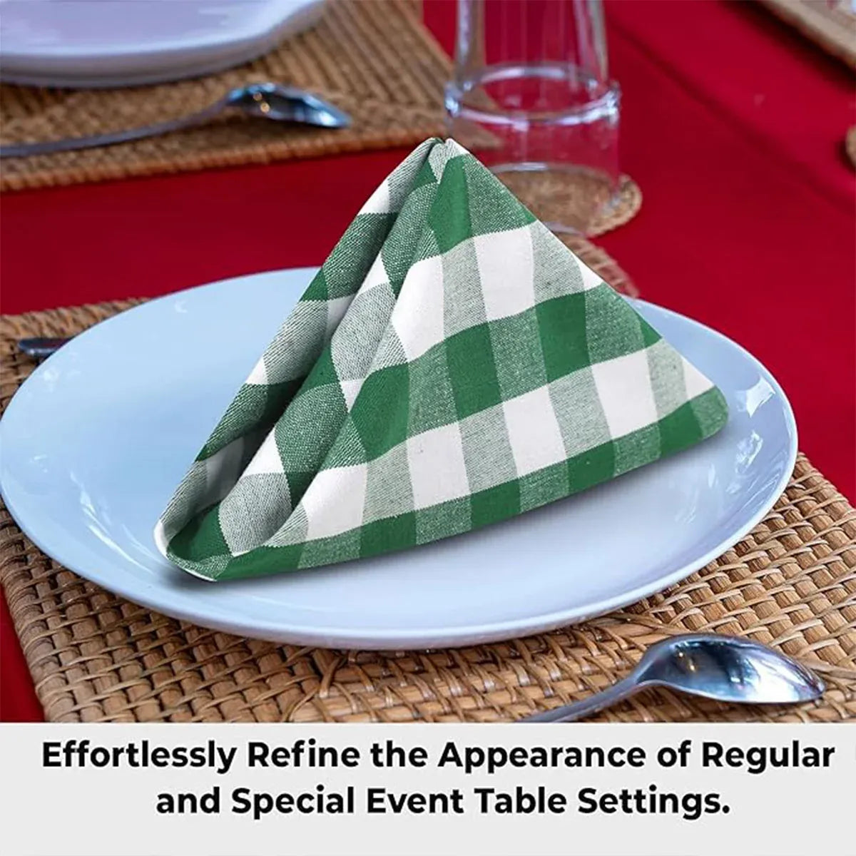 6PCS Checkered Kitchen Towels Dishwashing Cloths Cleaning Cloth Set for Home Use - Green