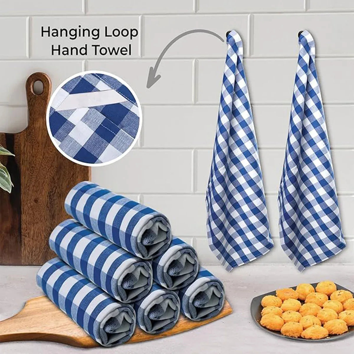 6PCS Checkered Kitchen Towels Dishwashing Cloths Cleaning Cloth Set for Home Use - Green