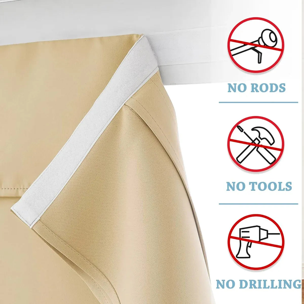 Curtains For Doors and Windows Block Light Blackout Heat Insulation Living Room - Beige