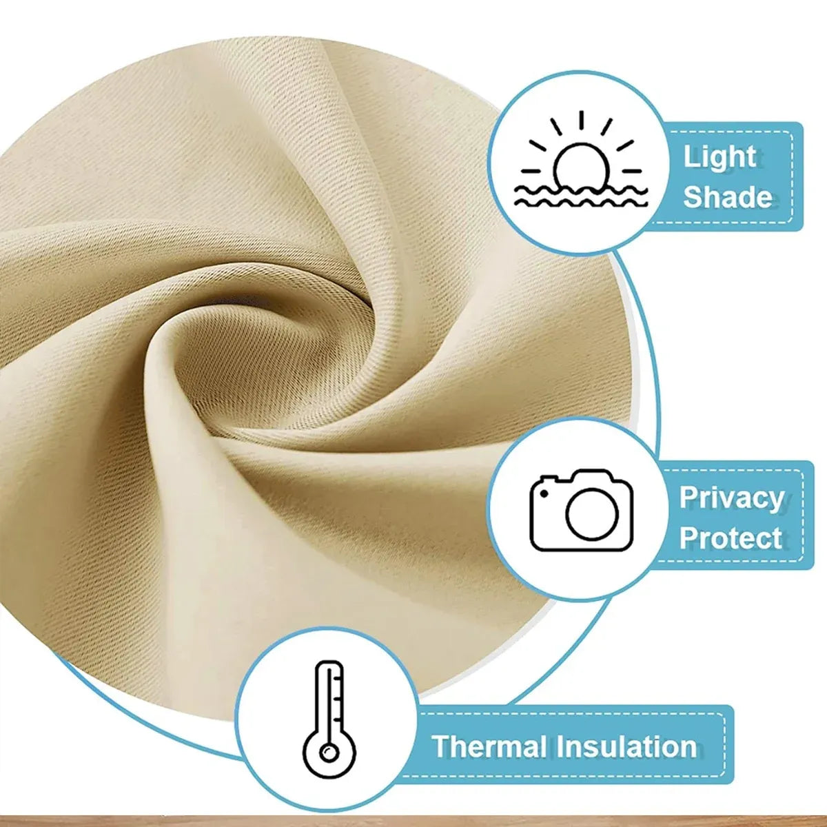 Curtains For Doors and Windows Block Light Blackout Heat Insulation Living Room - Beige