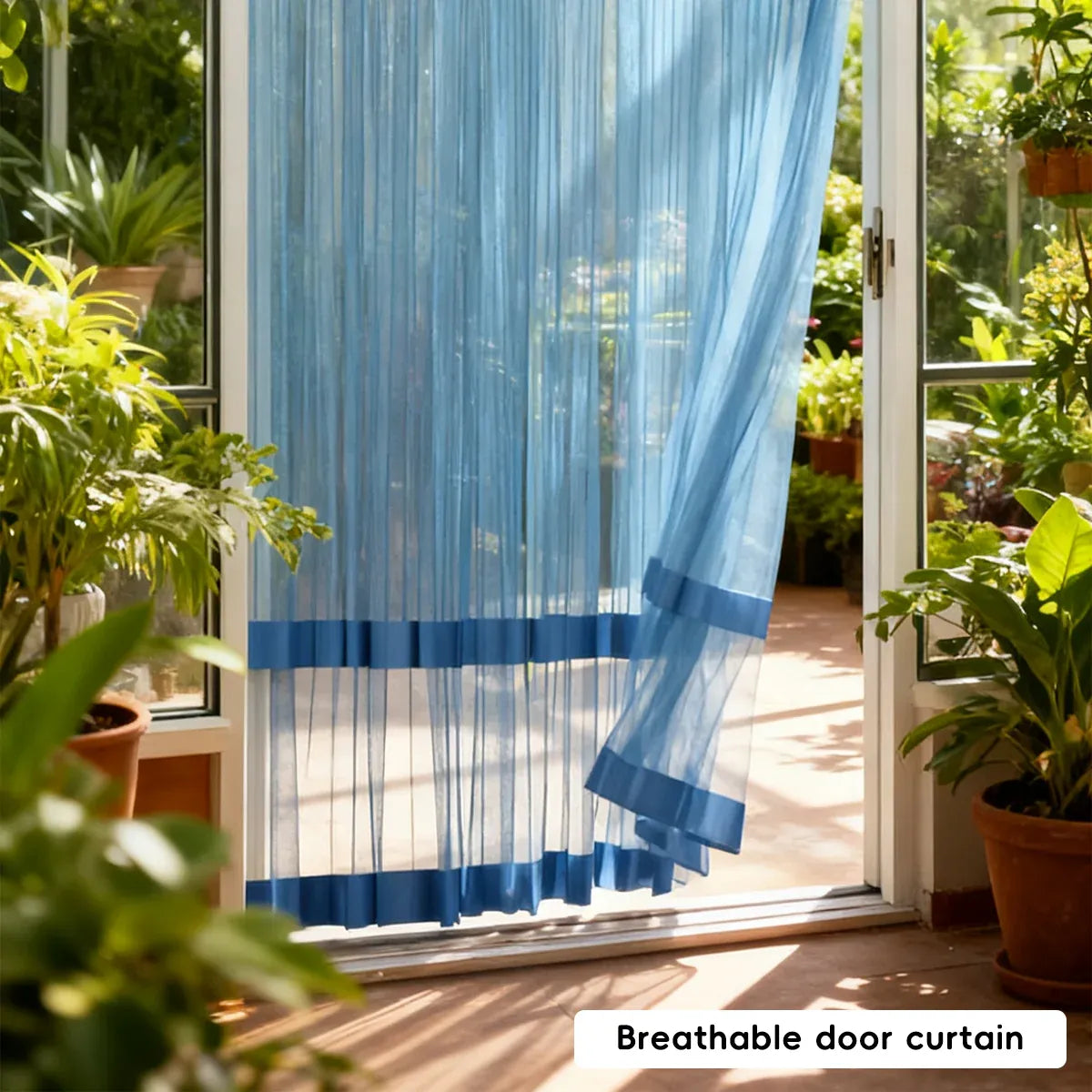 Door Curtain Breathable Insect Proof Durable High-Quality for Home Kitchen Use - Blue