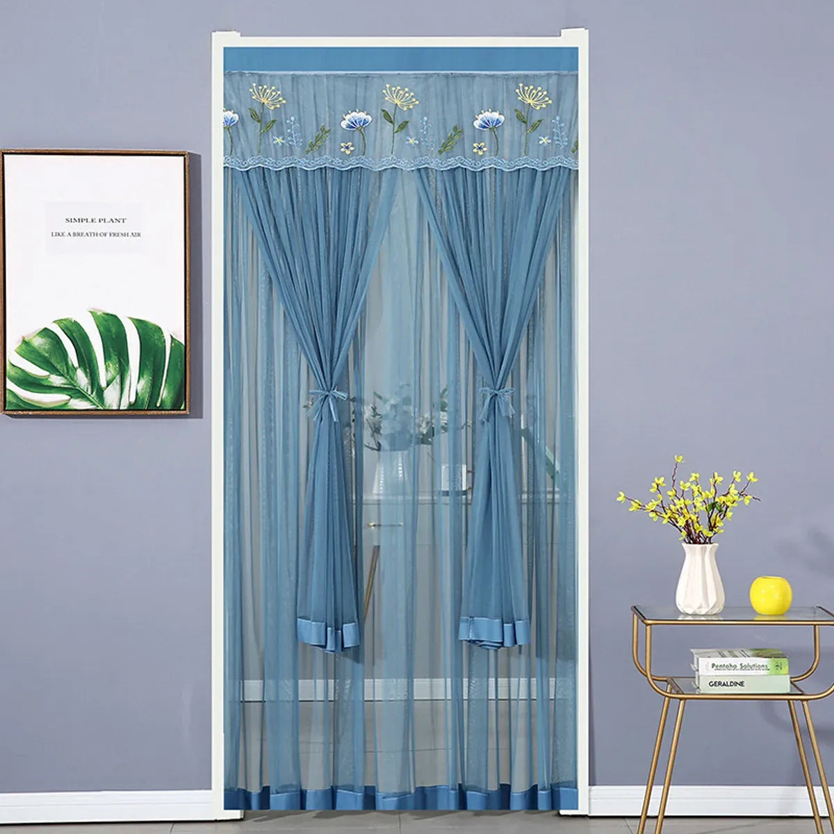 Door Curtain Breathable Insect Proof Durable High-Quality for Home Kitchen Use - Blue
