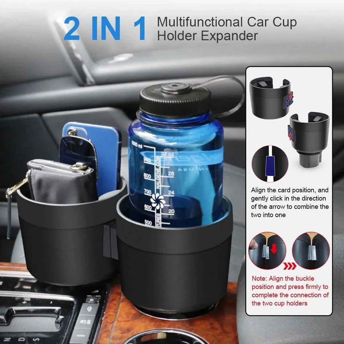 2pcs Car Cup Holder Organiser Dual 2-in-1 Adjustable Drink Holder for Vehicles