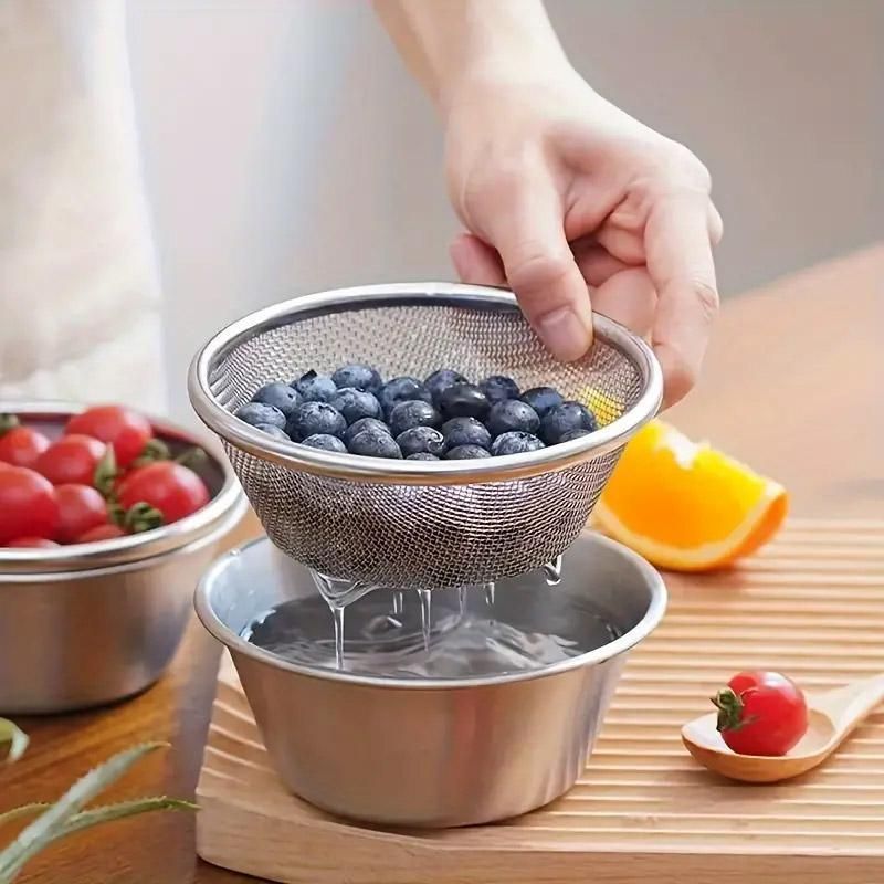 Mini Stainless Steel Sieve Drainage Basket Fruit Filter Basin for Kitchen Use
