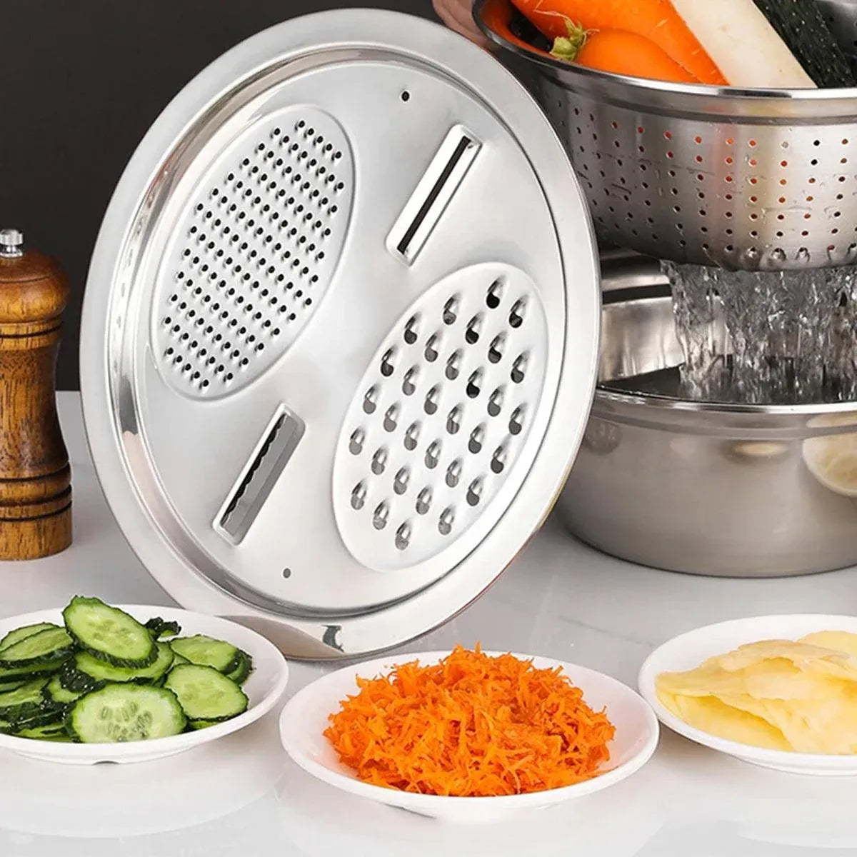 Multifunctional 201 Stainless Steel Basin 3 in 1 Colanders Basin Mixing Bowl Set