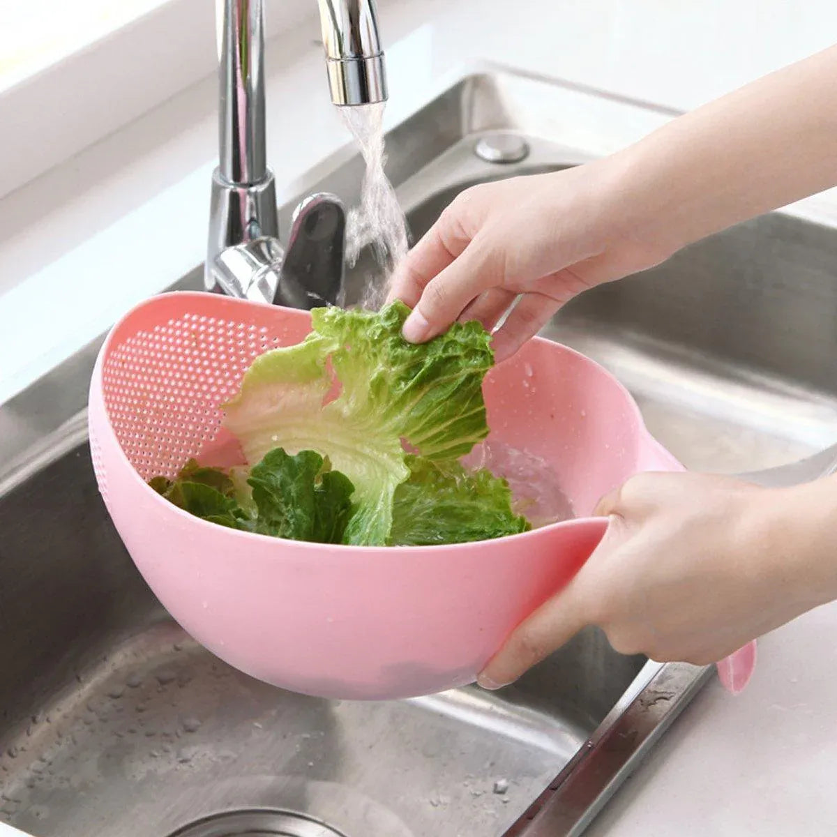 4pcs Multifunctional Plastic Rice Drainage Basket Vegetable Washing Basin Sieve