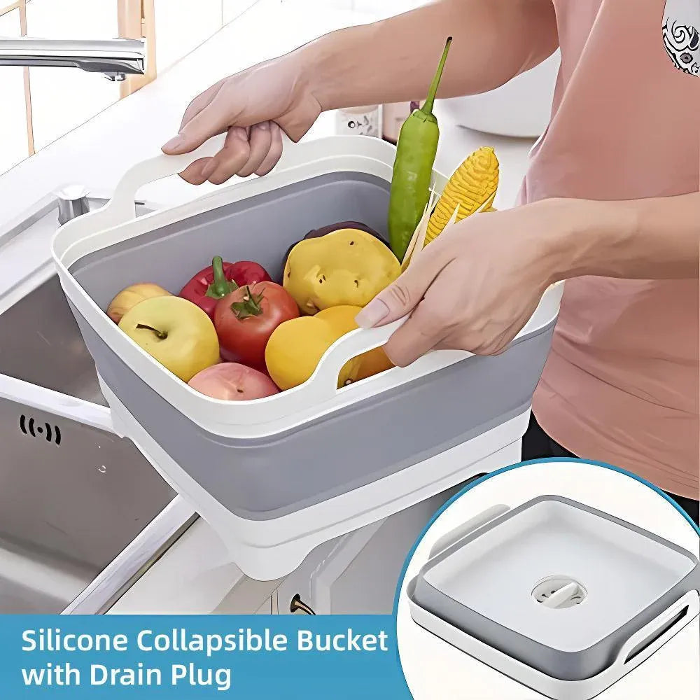 Folding Basket Kitchen Washbasin Draining Basket Portable Vegetable Storage