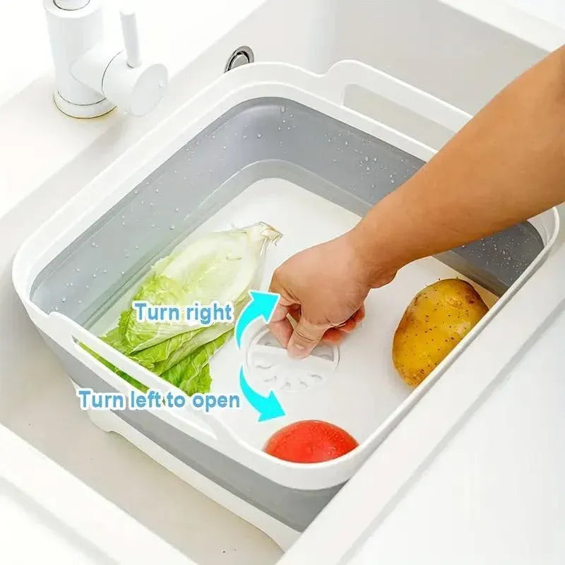 Folding Basket Kitchen Washbasin Draining Basket Portable Vegetable Storage