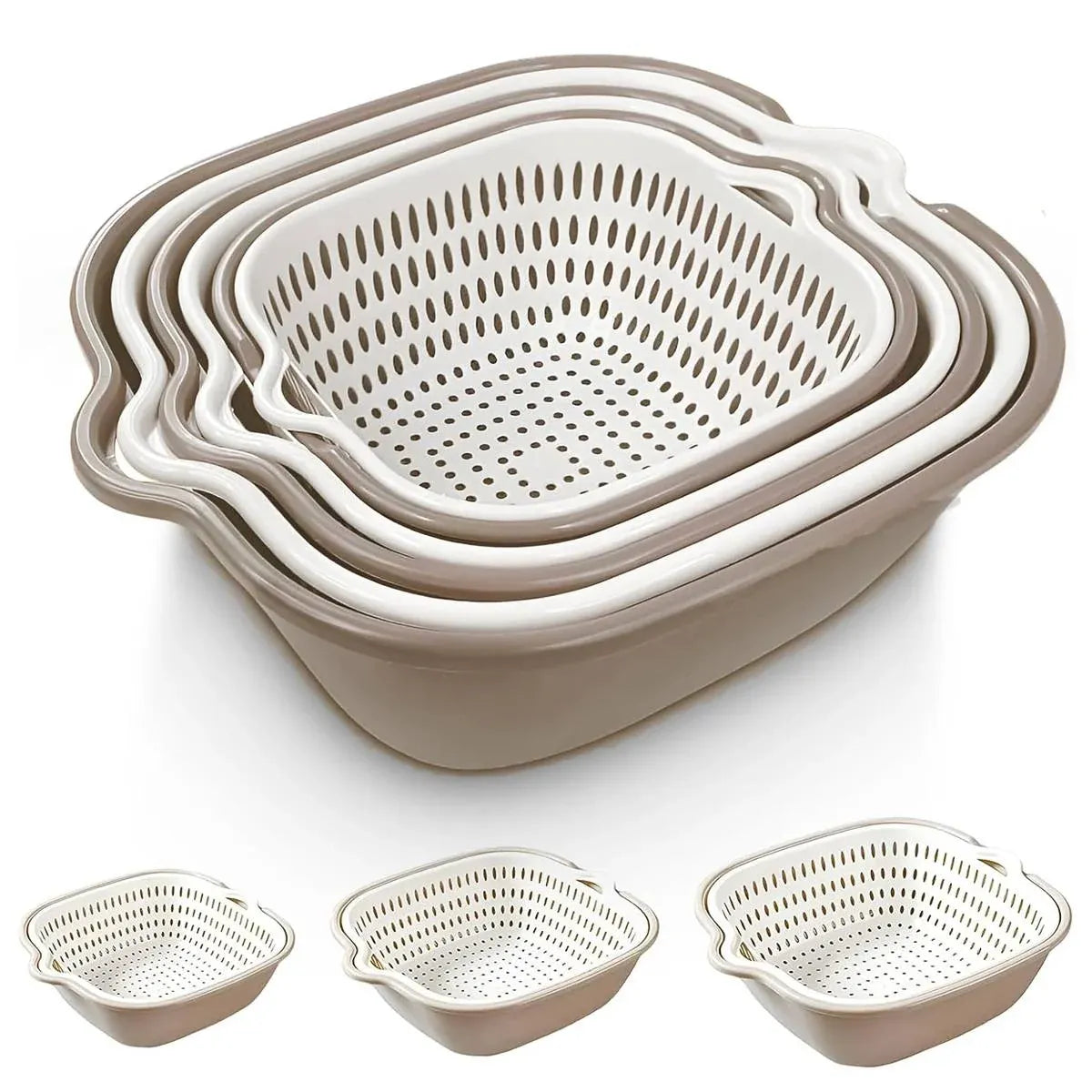 6pcs Multifunctional Drainage Basket for Fruits Vegetables Kitchen Household Use