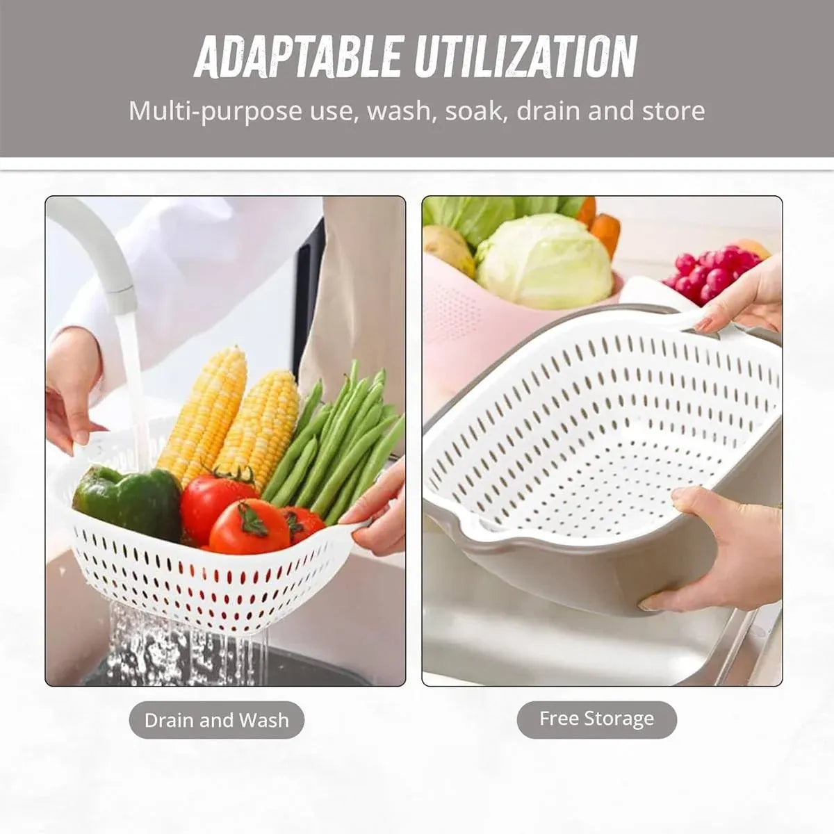 6pcs Multifunctional Drainage Basket for Fruits Vegetables Kitchen Household Use