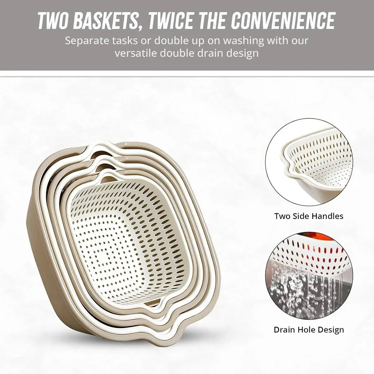 6pcs Multifunctional Drainage Basket for Fruits Vegetables Kitchen Household Use