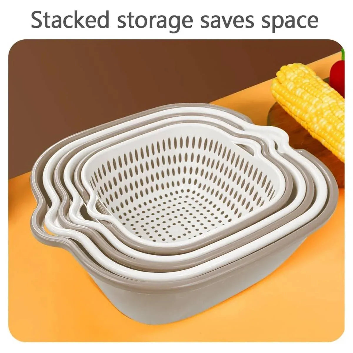 6pcs Multifunctional Drainage Basket for Fruits Vegetables Kitchen Household Use