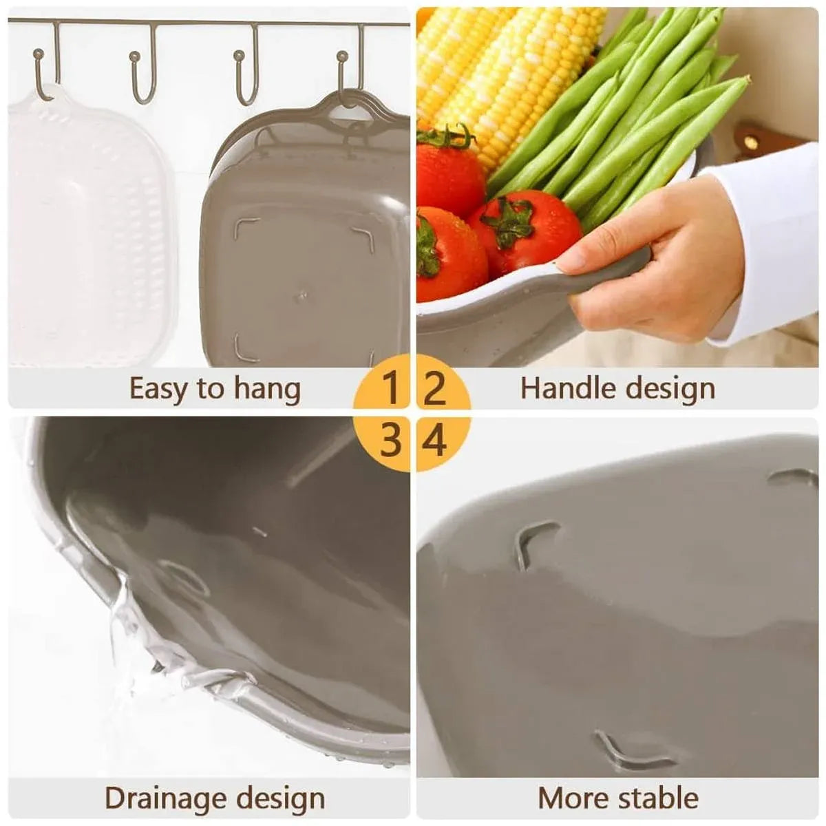 6pcs Multifunctional Drainage Basket for Fruits Vegetables Kitchen Household Use