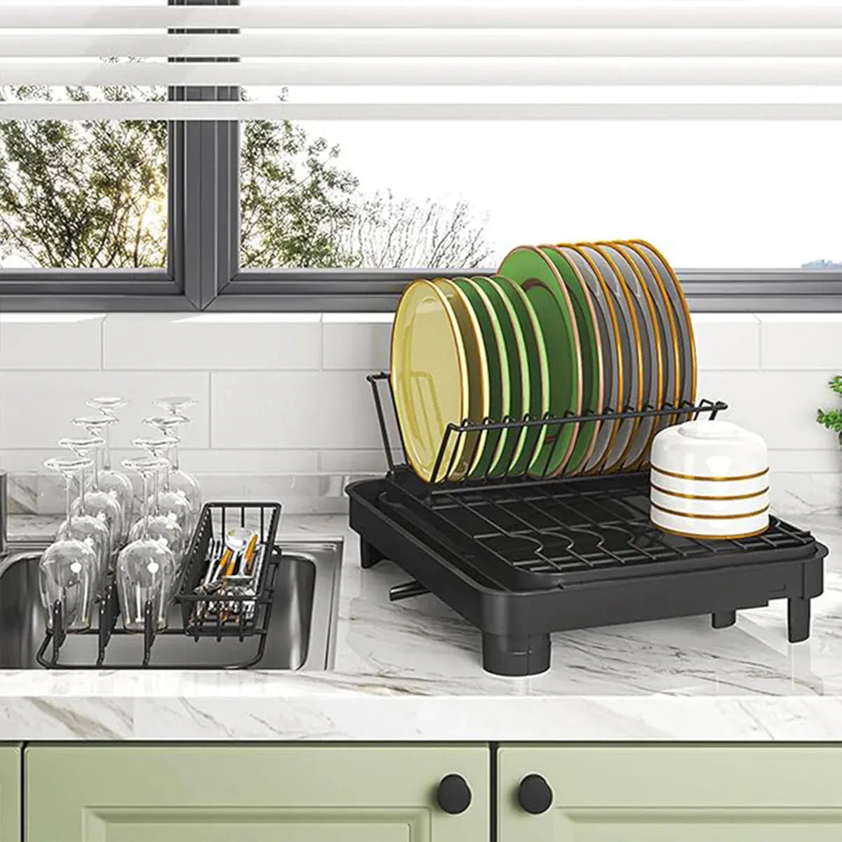 Kitchen Bowl Plate Storage Rack Sink Chopstick Holder Dish Draining Shelf