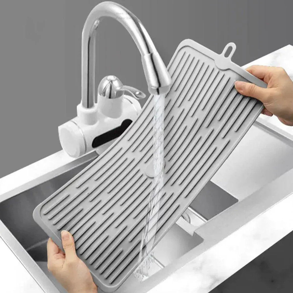 Silicone Drainage Mat Sink Strainer Mat Non Slip Heating Mat Kitchen Drying Pad - Black