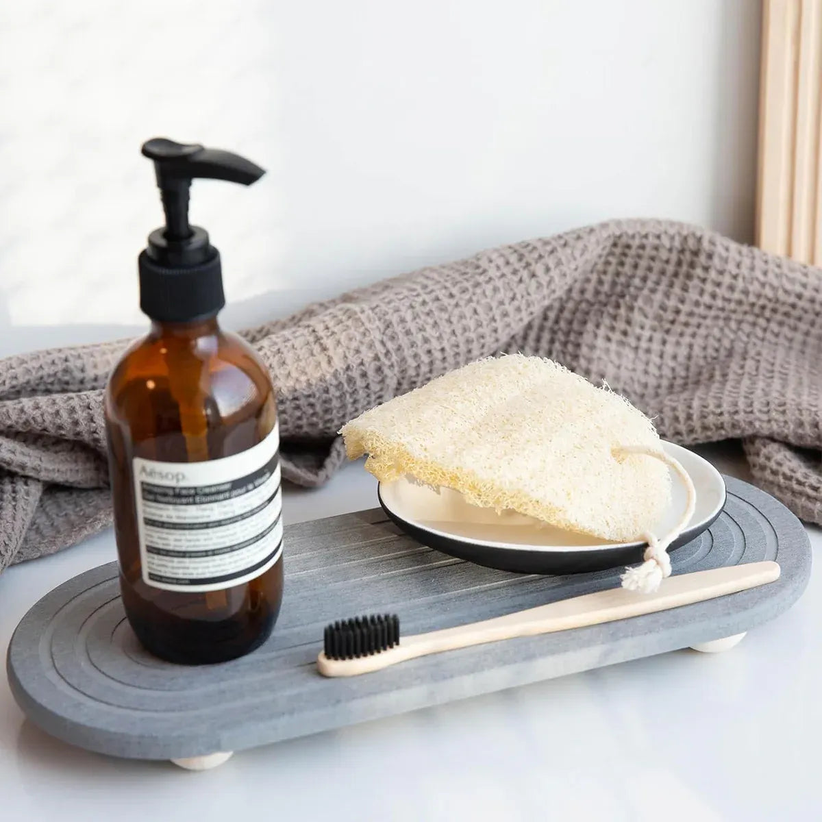 Nordic Diatomaceous Earth Tray Bathroom Sink Drying Mat 30x10cm - Dark Grey
