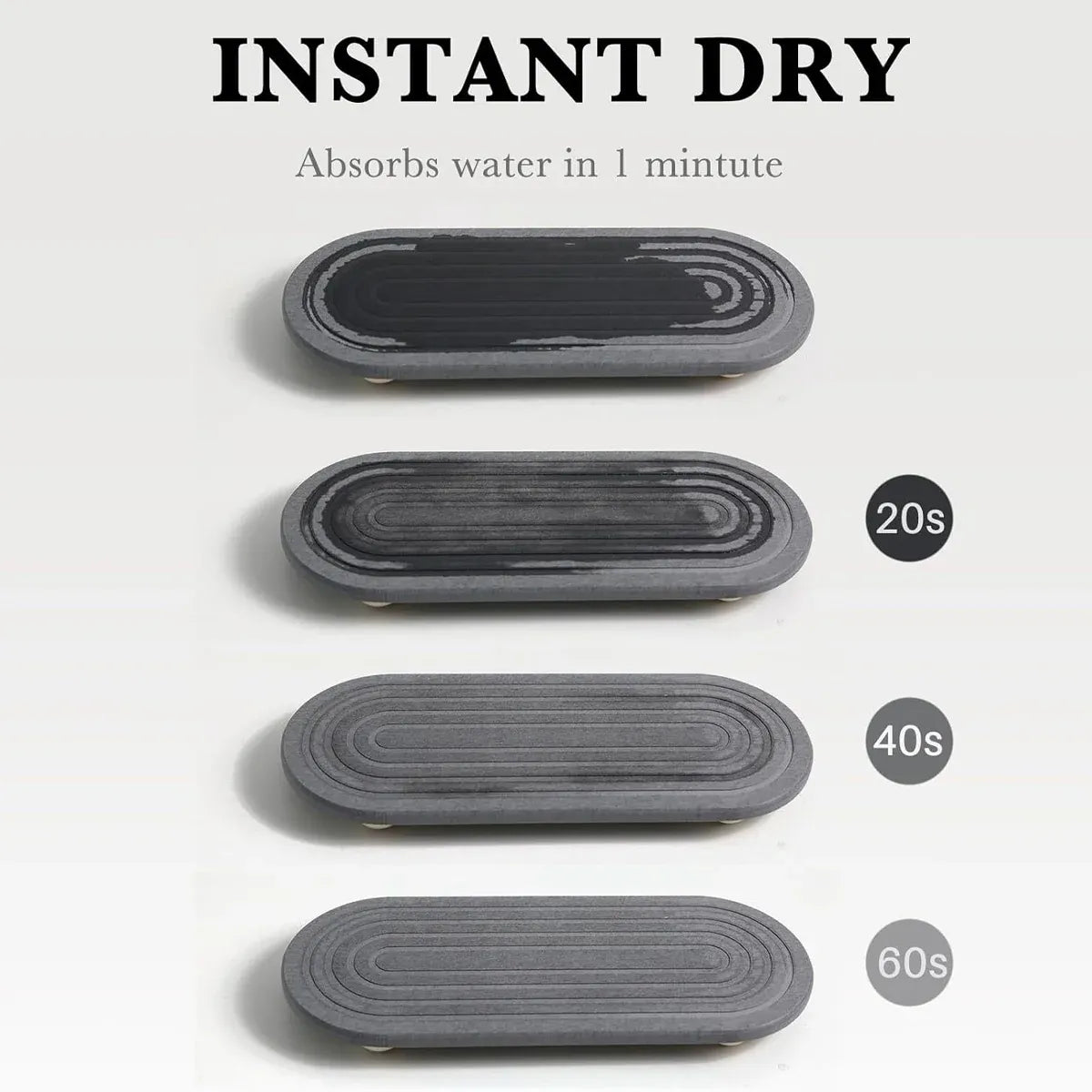 Nordic Diatomaceous Earth Tray Bathroom Sink Drying Mat 30x10cm - Dark Grey