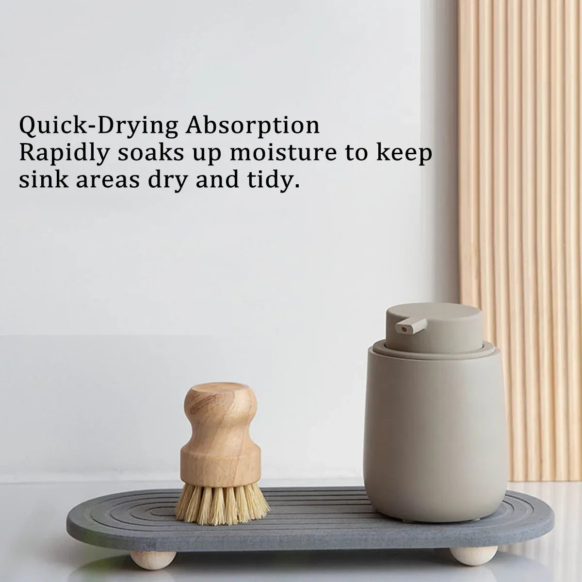 Nordic Diatomaceous Earth Tray Bathroom Sink Drying Mat 30x10cm - Grey