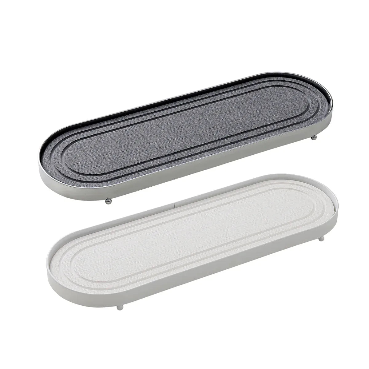 Stainless Steel Diatomite Tray Countertop Drying Mat Bathroom Kitchen Sink Organizer - Silver