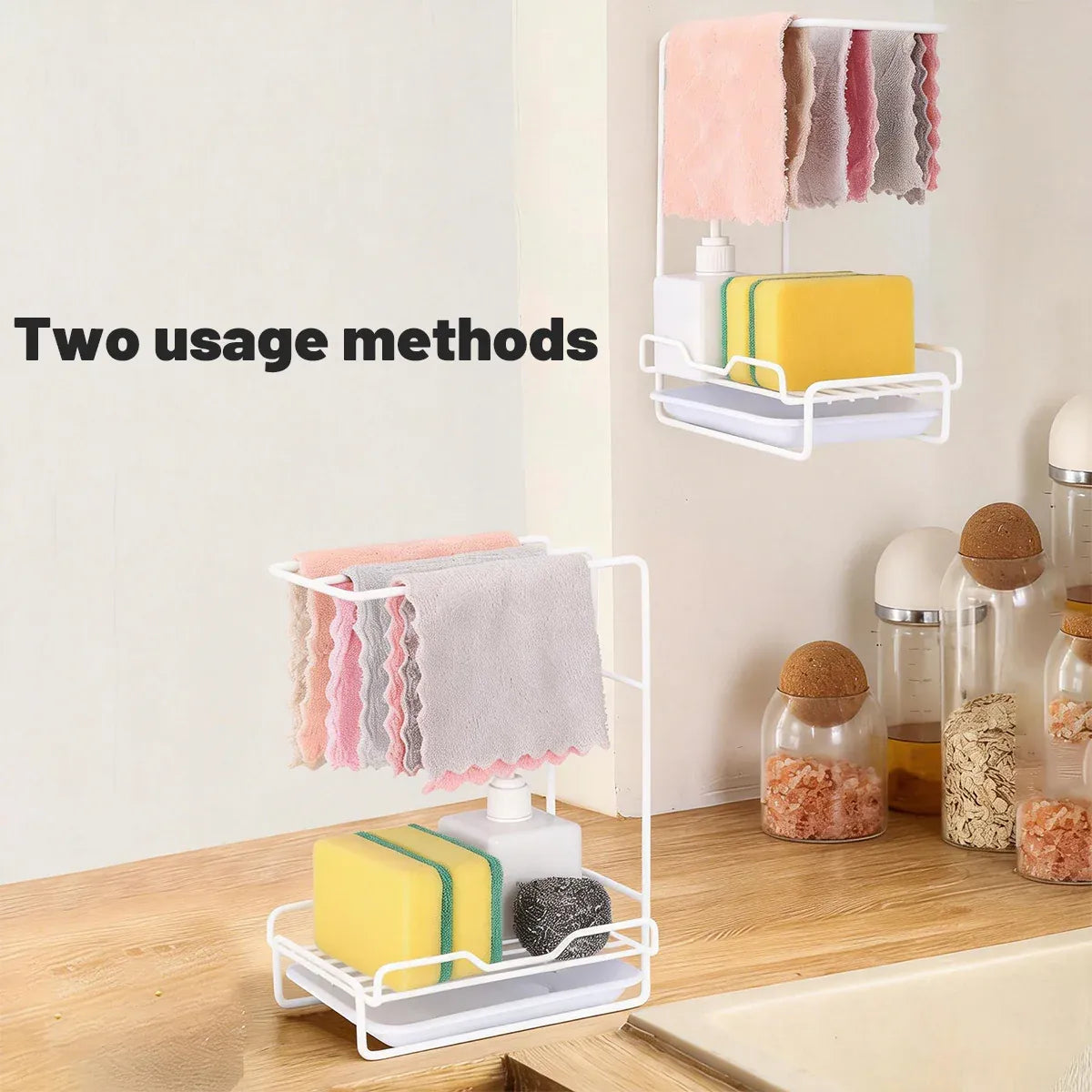 3PCS Kitchen Countertop Drain Rack Space Saving Organiser with Drainage Plate