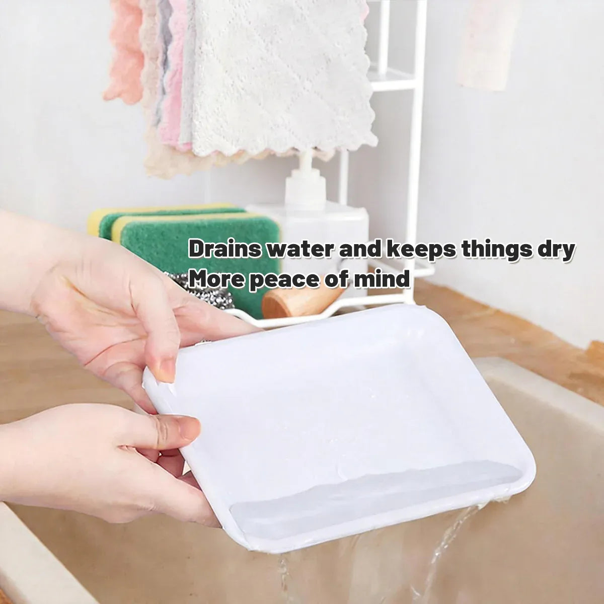 3PCS Kitchen Countertop Drain Rack Space Saving Organiser with Drainage Plate