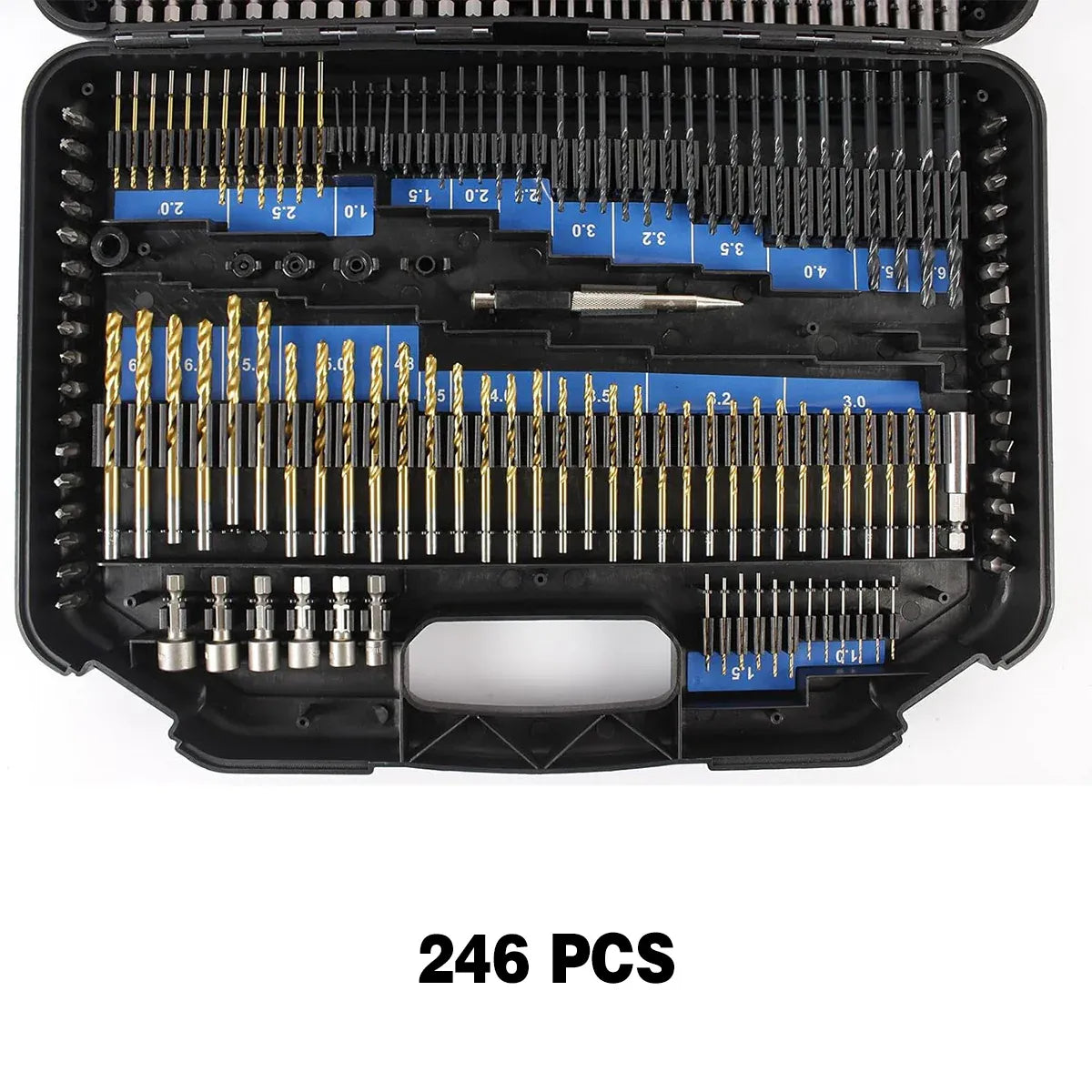 246pcs Drill Bit Set Hole Opener Drills Kit Metal Wood Plastic DIY Power Tools