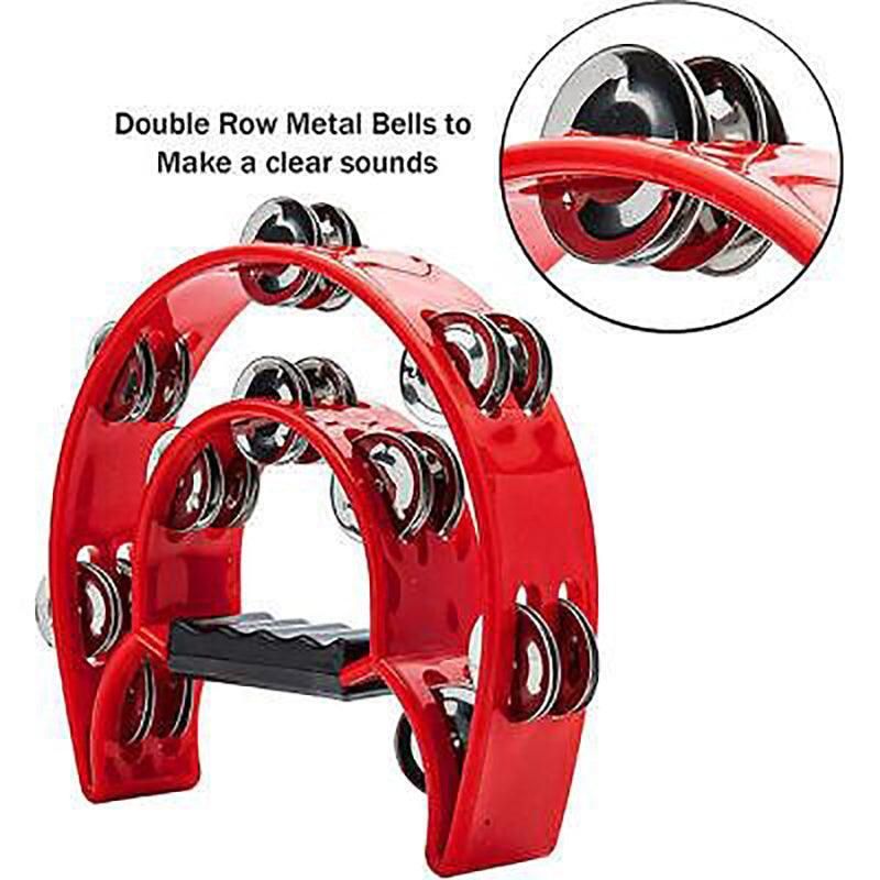 Double Half Moon Tambourine Handheld Musical Percussion Instrument Bell Drum - Green
