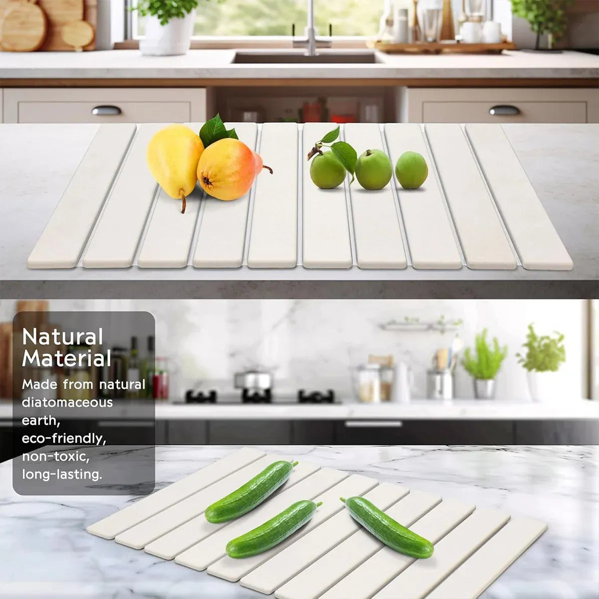Kitchen Absorbent Diatom Mud Drying Pad Foldable Plate Draining Pad Non Slip - Grey