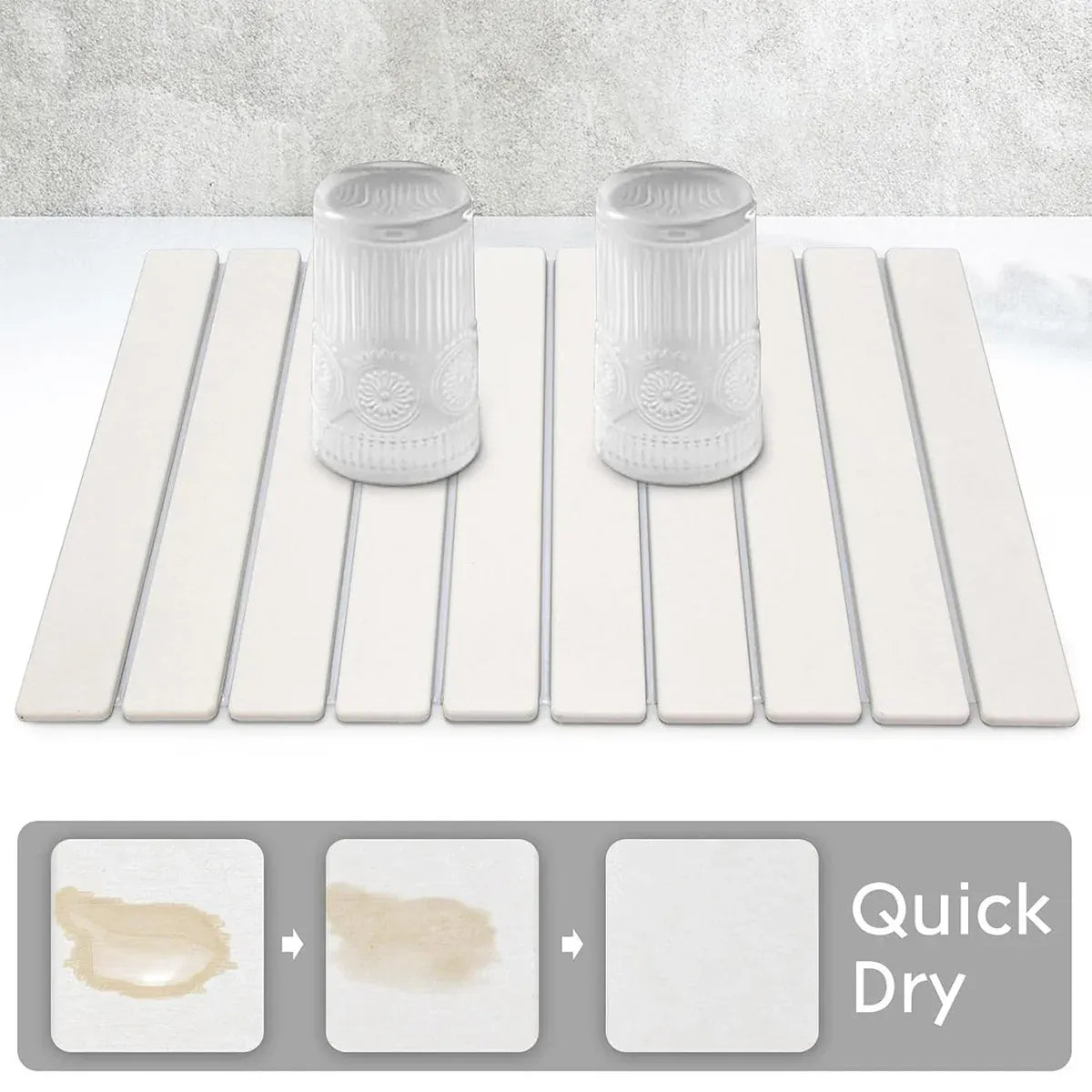 Kitchen Absorbent Diatom Mud Drying Pad Foldable Plate Draining Pad Non Slip - Grey