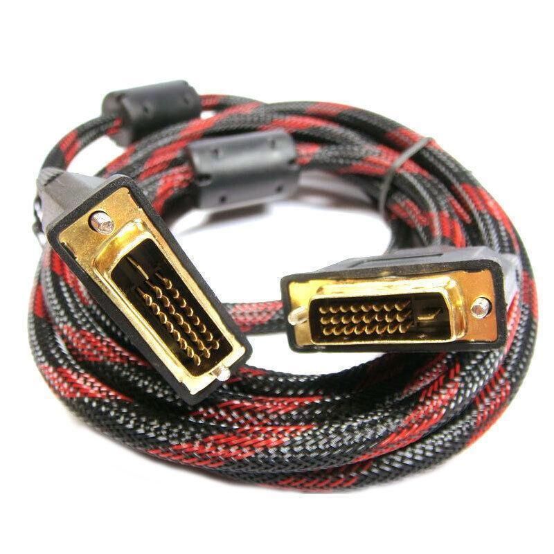 DVI Braided Cable Male DVI-D for LCD Monitor Computer PC Projector DVD Cord Lead - 1.5M