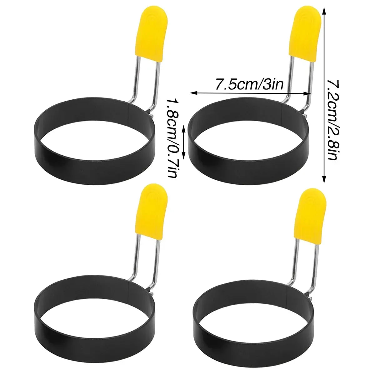 4 Pcs Omelette Rings Nonstick 430 Stainless Steel with Silicone Sleeve