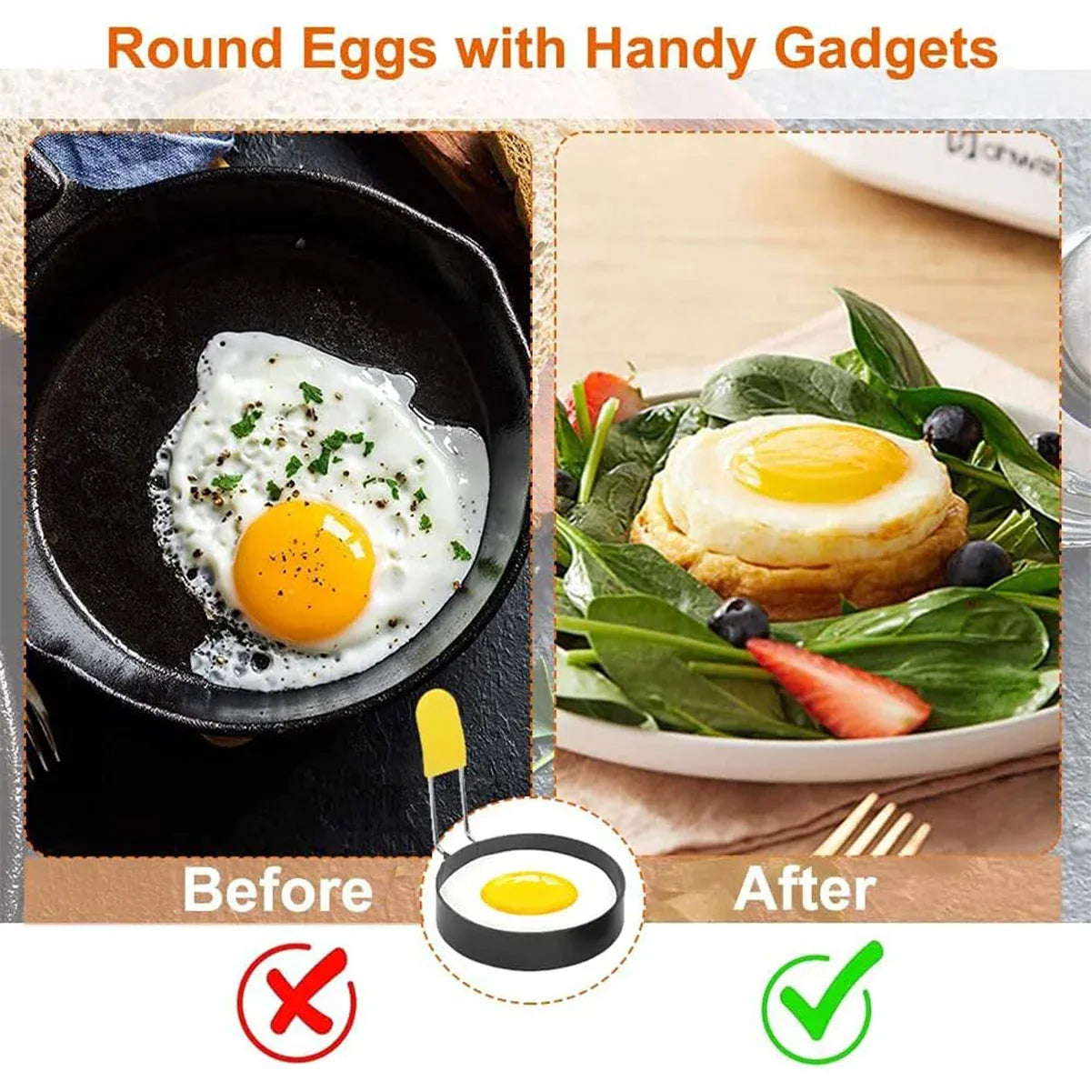 4 Pcs Omelette Rings Nonstick 430 Stainless Steel with Silicone Sleeve