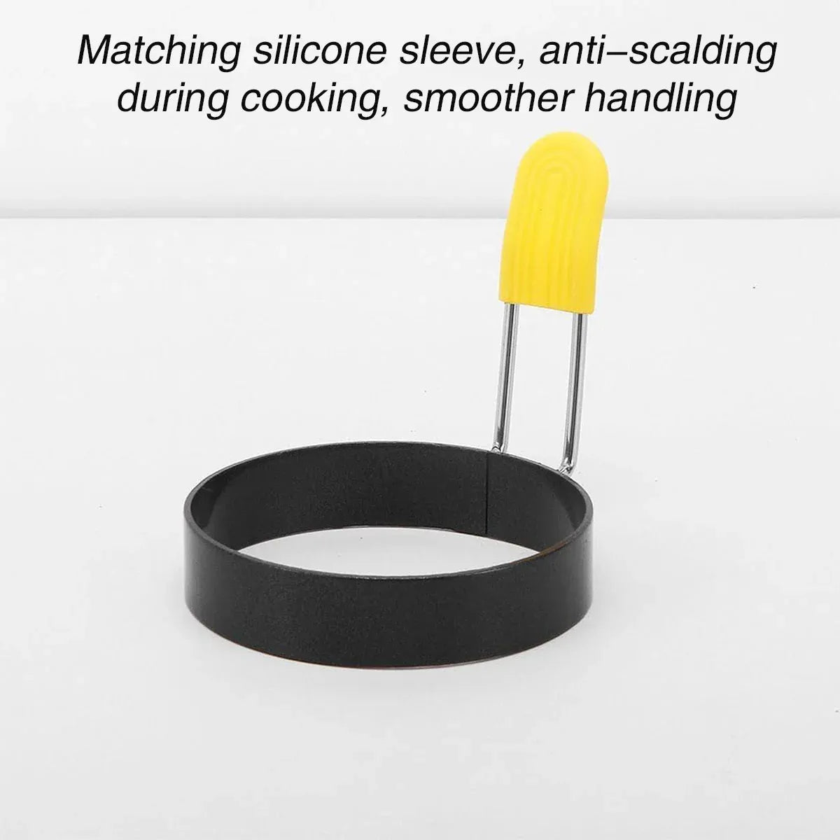 4 Pcs Omelette Rings Nonstick 430 Stainless Steel with Silicone Sleeve