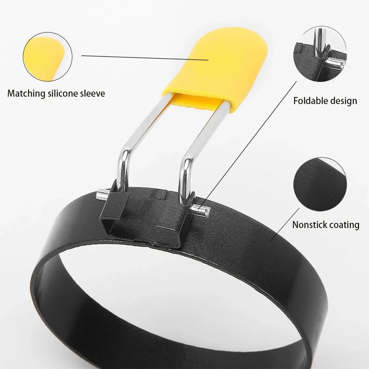 4 Pcs Omelette Rings Nonstick 430 Stainless Steel with Silicone Sleeve