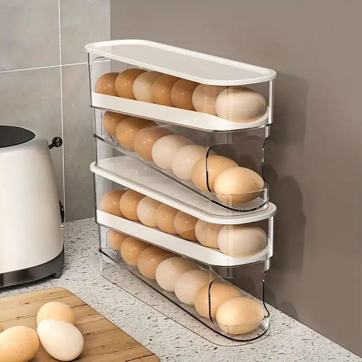 Household Slide Anti-drop Egg Box Refrigerator Door Automatic Rolling Egg Box