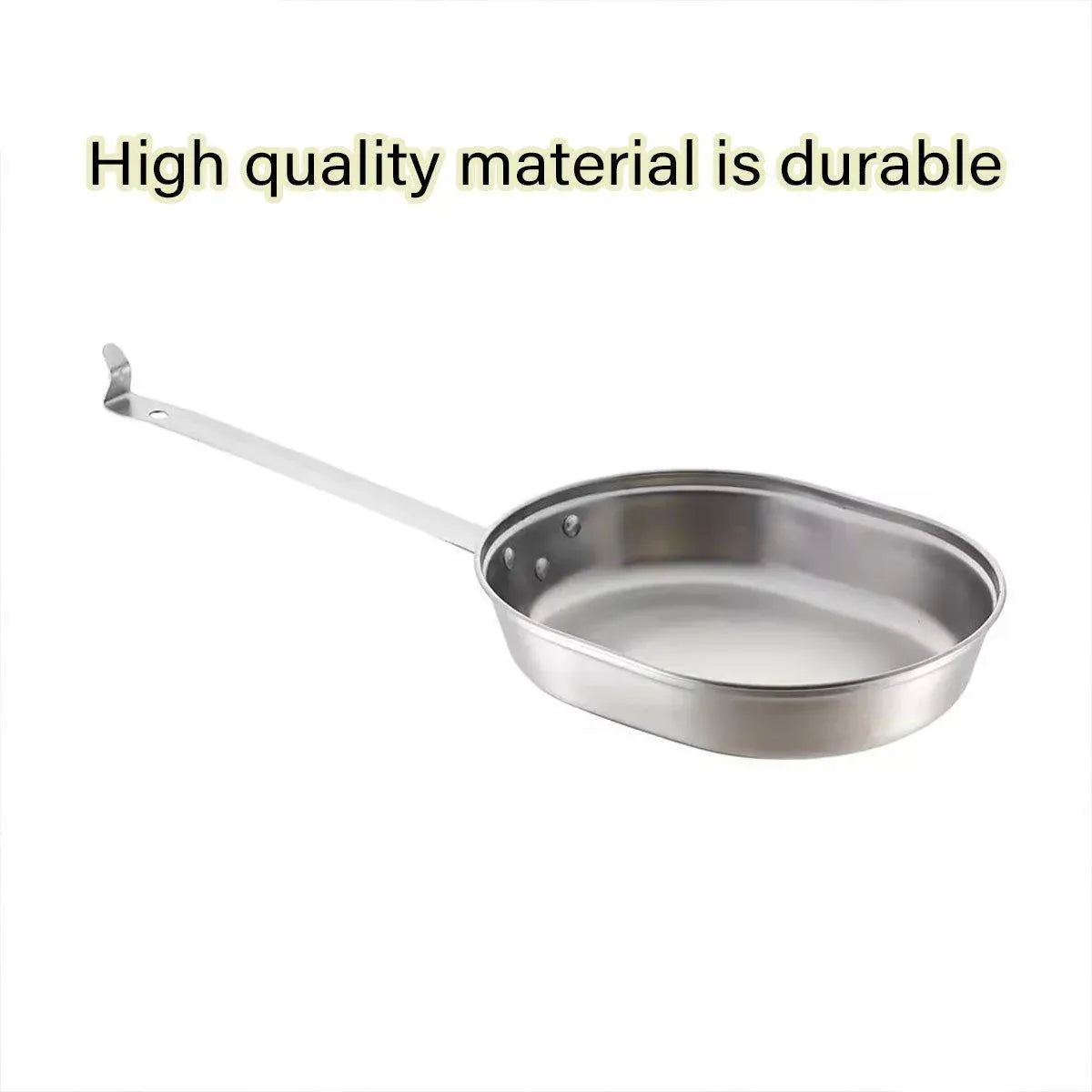 Portable Outdoor Stainless Steel Lunch Box Long Handle Oval Camping Cookware