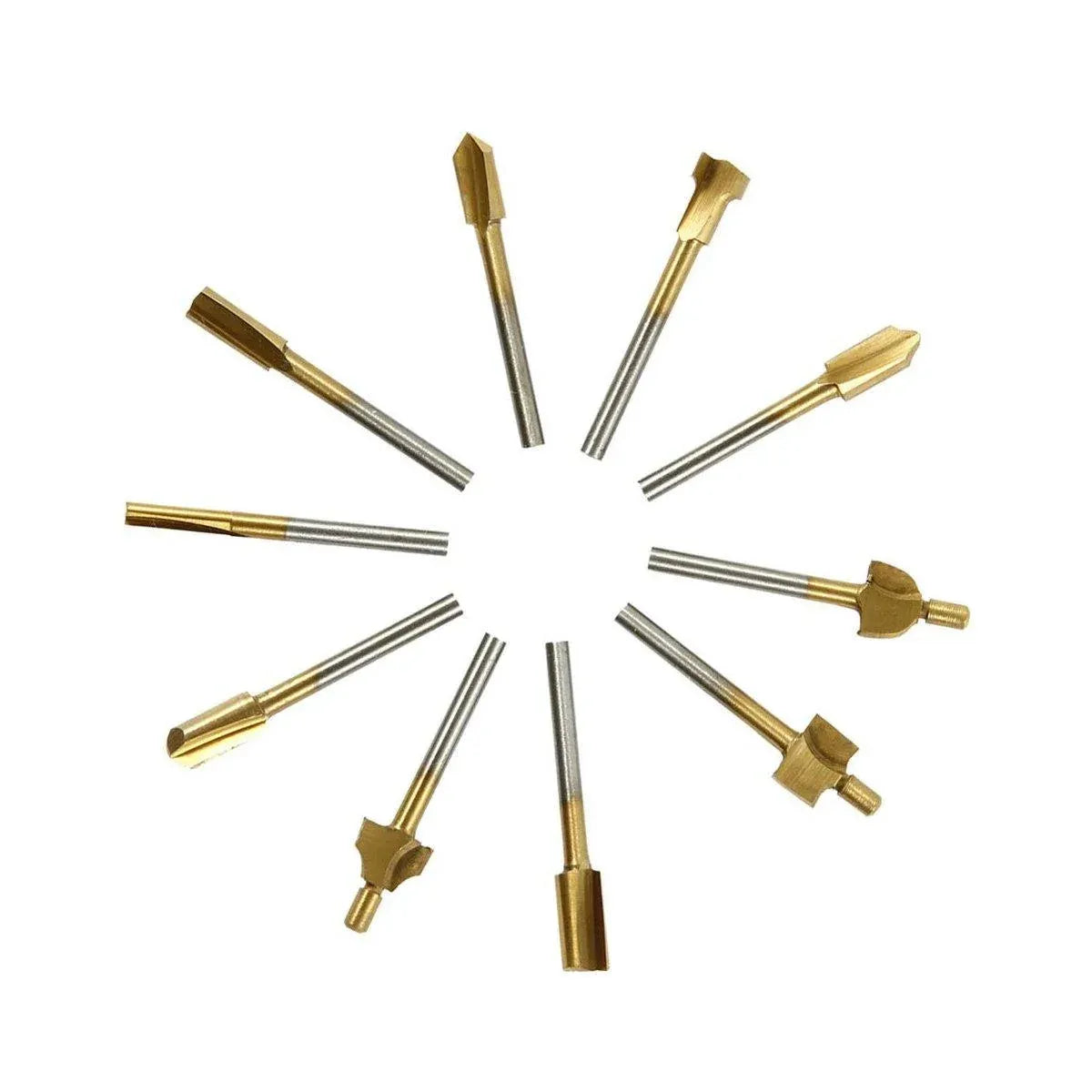 10Pcs/Set 3mm Titanium Mini HSS Router Bits Trimmer Shank For Rotary Tool