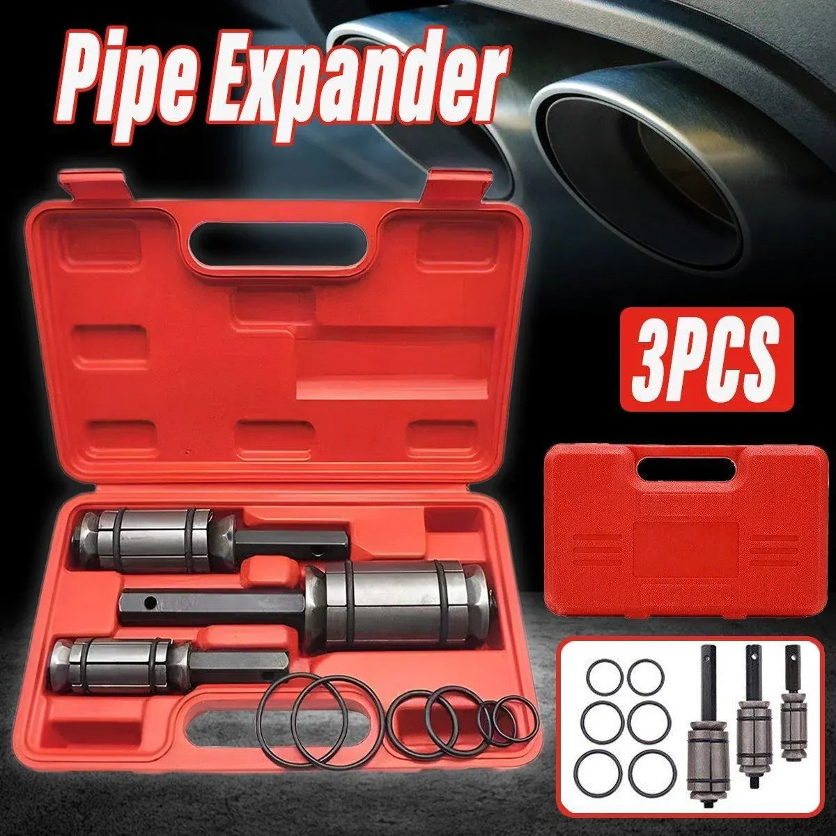 Tail Pipe Expander Set Exhaust Muffler Spreader Dent Remover Tool Kit 3PCS