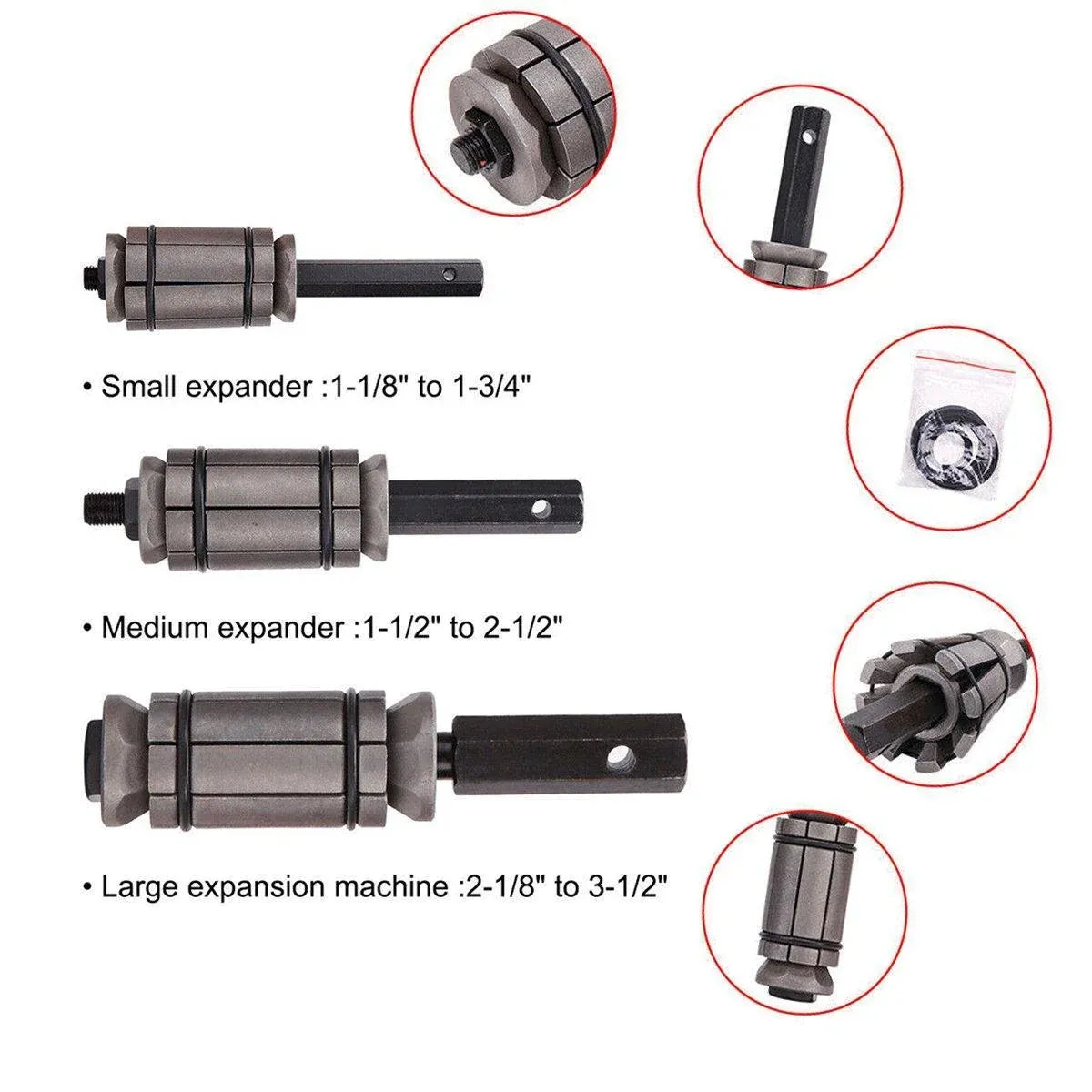 Tail Pipe Expander Set Exhaust Muffler Spreader Dent Remover Tool Kit 3PCS