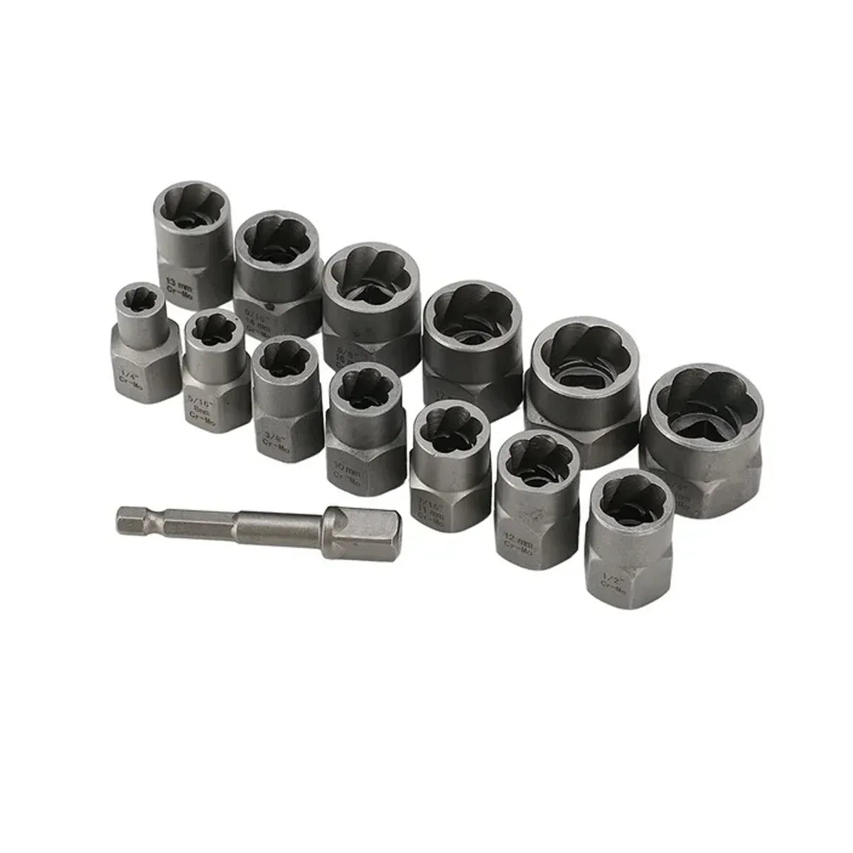 14PCS Nut Extractor Damaged Bolt Remover Tool Set High Hardness Anti-Slip