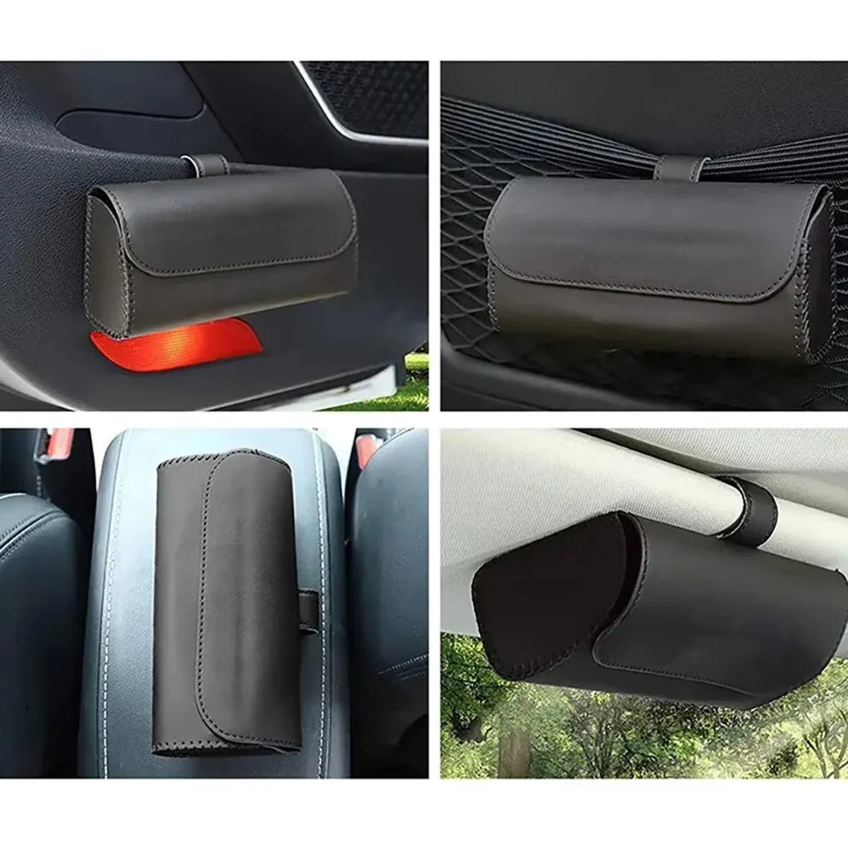Car Glasses Clip Multifunctional Sun Visor Glasses Holder Storage Case Organizer - Black