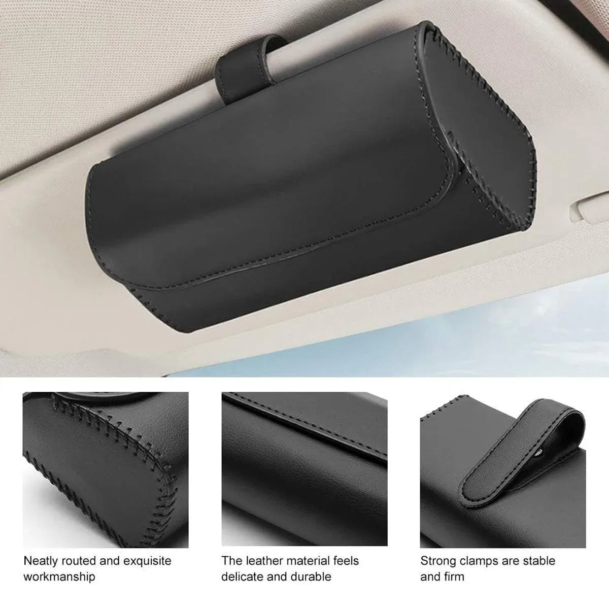 Car Glasses Clip Multifunctional Sun Visor Glasses Holder Storage Case Organizer - Grey