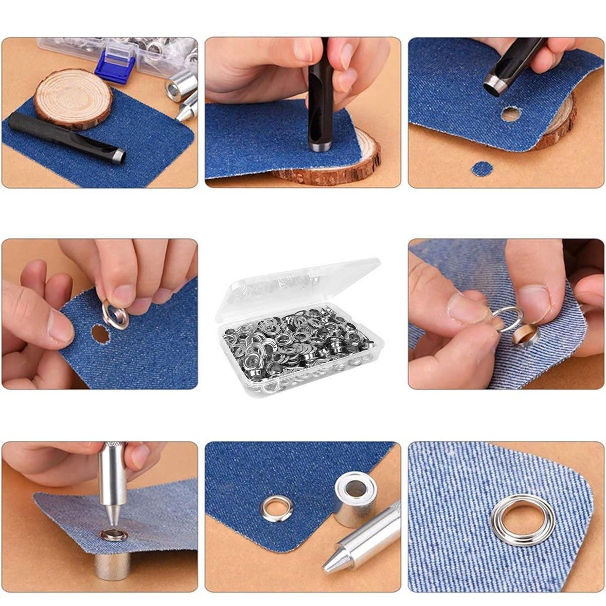 200 Sets 12mm Copper Metal Eyelet Grommet Tent Tarp Tool Tarpaulin Installation