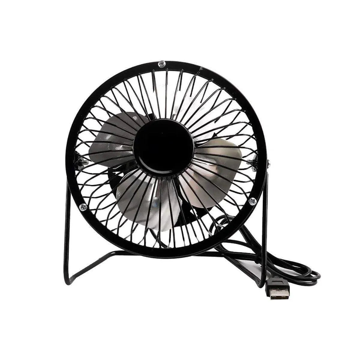 USB Desk Fan 4 Inch Metal Frame Black Portable Table Fan, 1 Piece