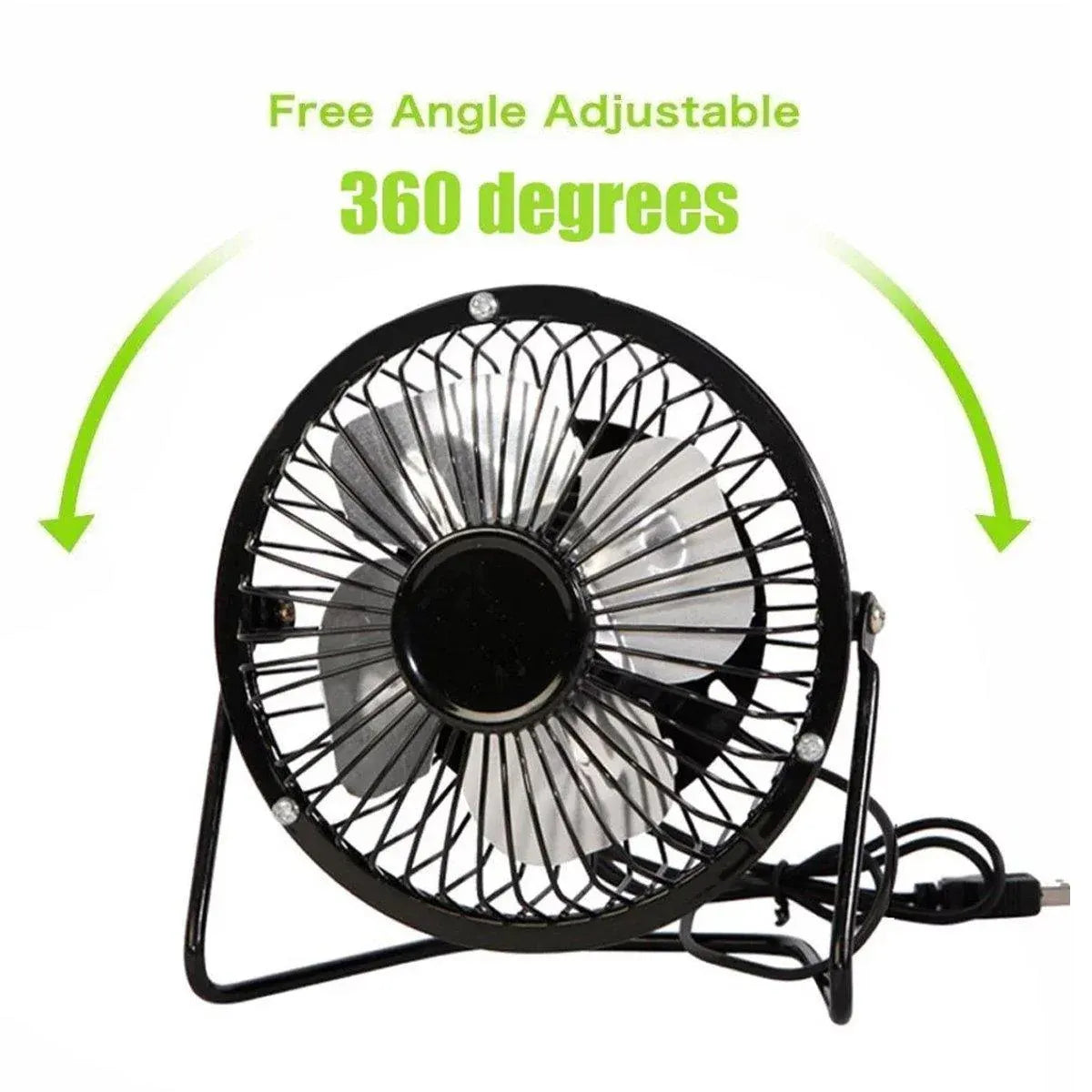 USB Desk Fan 4 Inch Metal Frame Black Portable Table Fan, 1 Piece