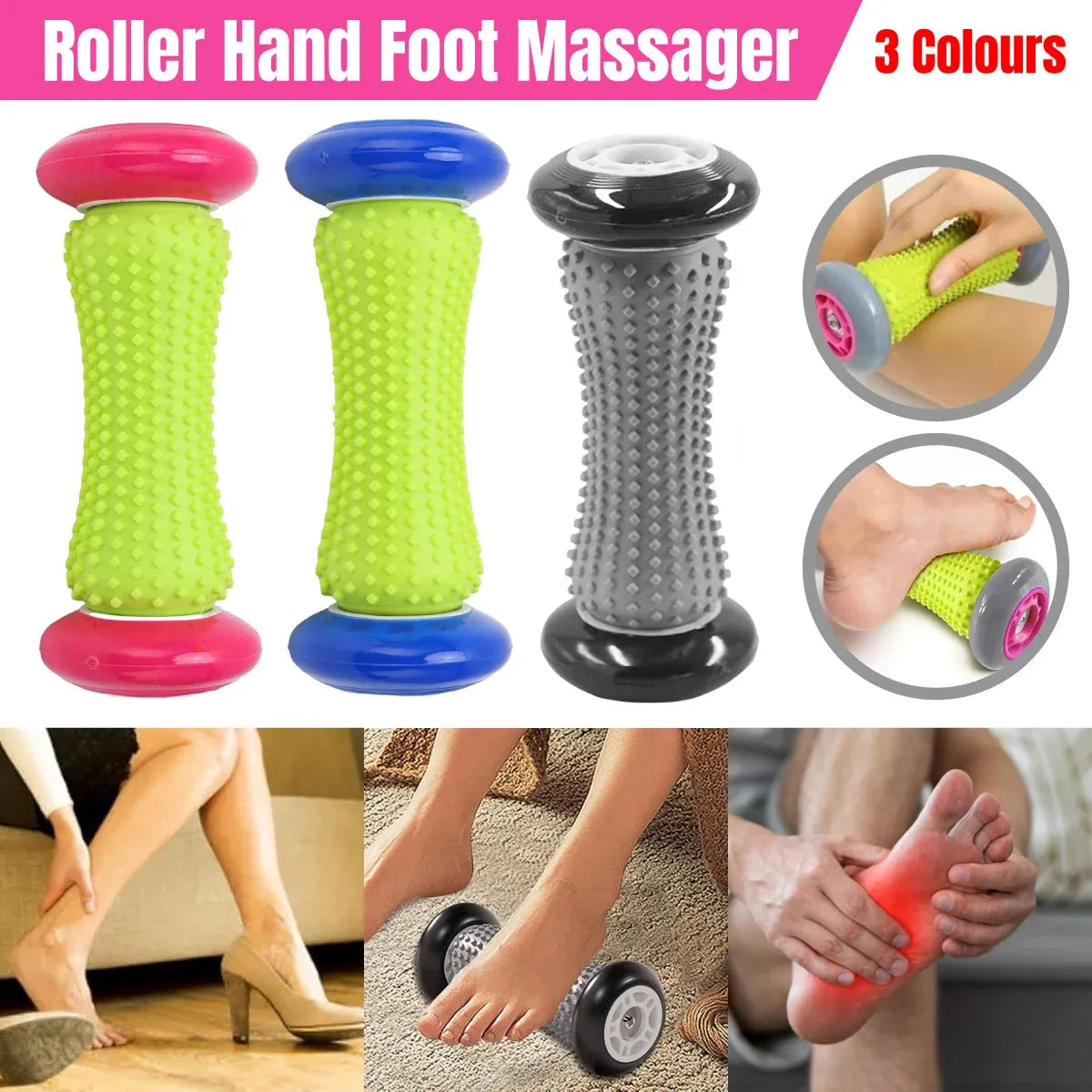 Foot Massage Roller Muscle Relaxation Arch Care Yoga Fitness Tool - Black